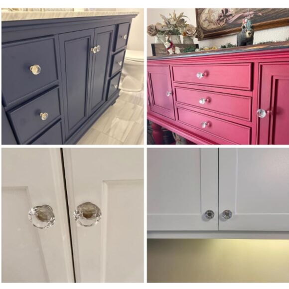 24Pcs 1.2" Small Diamond Glass Cabinet Knobs Brushed Nickel Kitchen Drawer Pulls - Picture 8 of 8